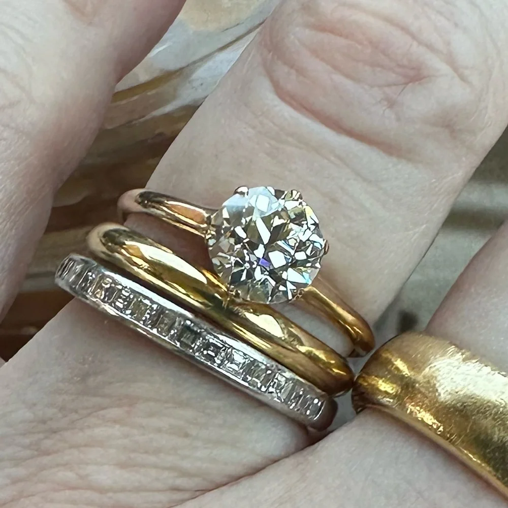 Antique 1.28ct OEC Diamond Victorian Solitaire 14K Yellow Gold Size 6.5 - Picture 9 of 13